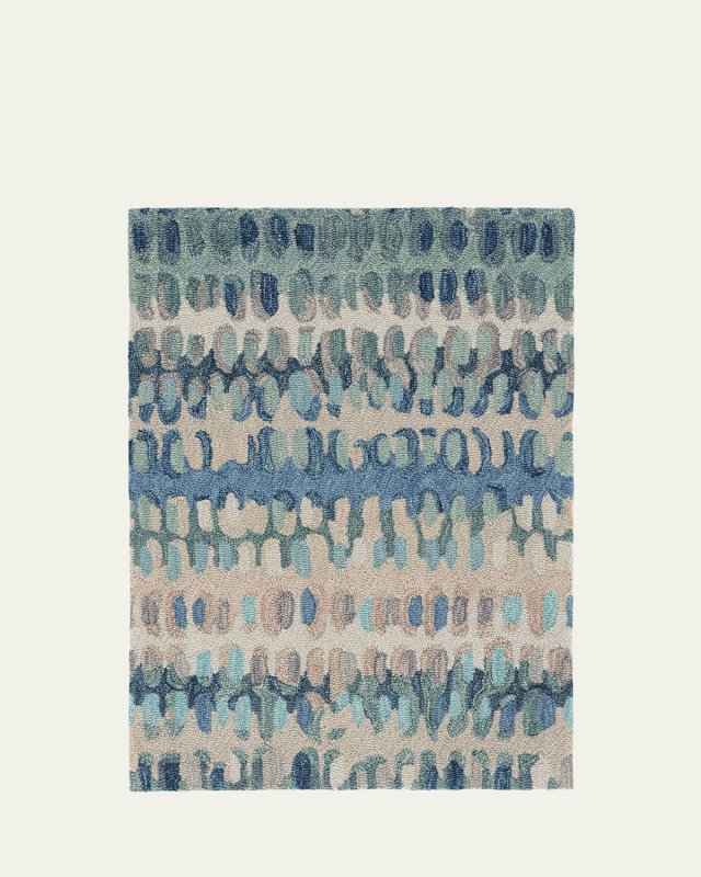 Paint Chip Blue Micro-Hooked Rug, 5' x 8'